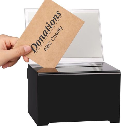 Yulejo 2 Pcs Donation Box for Fundraising Ballot Box with Sign Holder Suggestion Box with Lock and Keys Raffle Box for Ticket Tip Jar for Voting School Event Organization, 6.25 x 4.5 x 4 Inch(Clear) in Saudi Arabia