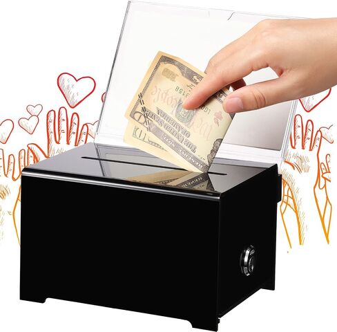 Yulejo 2 Pcs Donation Box for Fundraising Ballot Box with Sign Holder Suggestion Box with Lock and Keys Raffle Box for Ticket Tip Jar for Voting School Event Organization, 6.25 x 4.5 x 4 Inch(Clear) in Saudi Arabia
