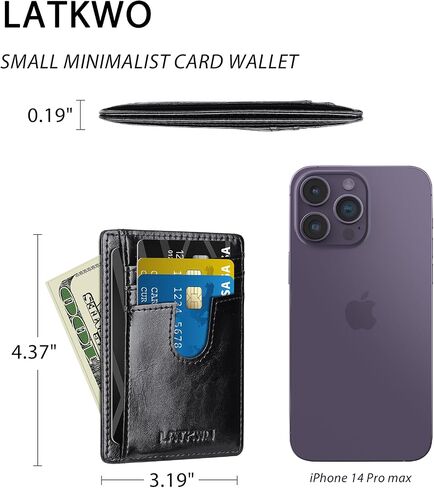 Ultra Thin Minimalist Wallet for Men and Women - RFID Blocking Card Holder with 8 Slots, Front Pocket Wallet, Slim Travel Essentials, Credit Card Protector(3.1x4.3in) in Saudi Arabia