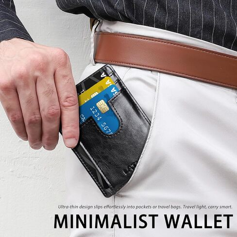 Ultra Thin Minimalist Wallet for Men and Women - RFID Blocking Card Holder with 8 Slots, Front Pocket Wallet, Slim Travel Essentials, Credit Card Protector(3.1x4.3in) in Saudi Arabia