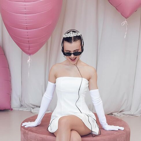Princess White Tiara Gloves Sunglasses Headphones, Princess Costume Accessories Women Bachelorette Party Decorations in Kuwait
