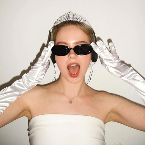 Princess White Tiara Gloves Sunglasses Headphones, Princess Costume Accessories Women Bachelorette Party Decorations in Kuwait