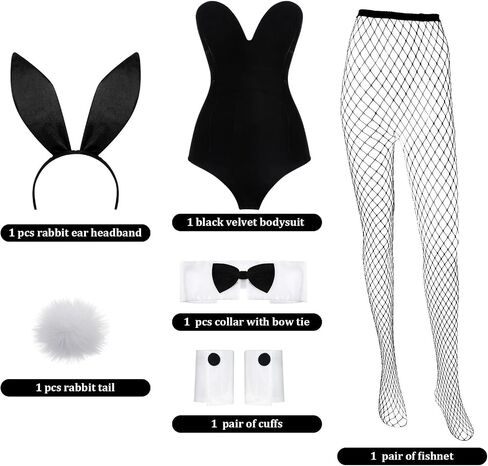 Anime Women Velvet Bunny Costume Bunny Halloween Outfit Girl Suit Stockings Rabbit Ear Headband Bow Tie Cosplay in Saudi Arabia