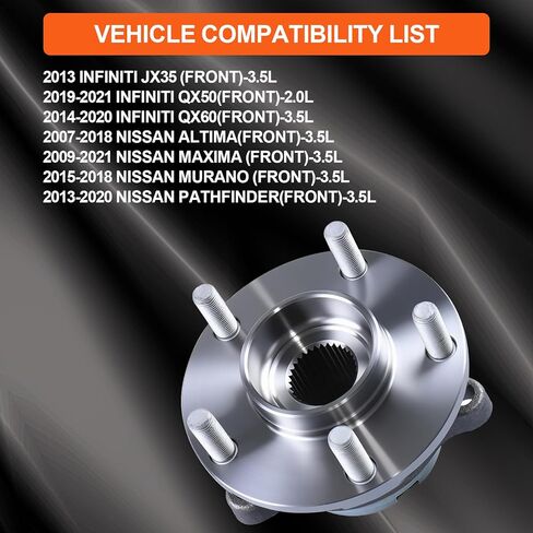 محمل العجلات وتجميع المحور لـ Infiniti JX35 2013/QX50 2019-2021/QX60 2014-2020 ， Nissan Altima 2007-2018/Maxima 2009-2021/Murano 2015-2018/Pathfinder 2013-2020 ， استبدال لـ 513296 * 2 2 in Kuwait