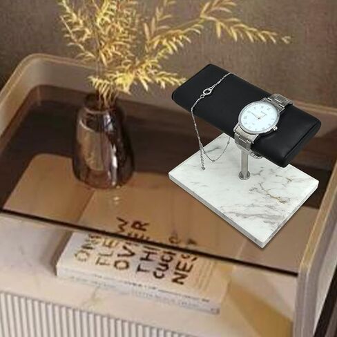 Men's Premium Handcrafted Watch Display Stand,Watch Stand,Watch Organizer,Watch Holder,Bracelet Display Stand,Natural Marble Base with Leather Surface (black) in Saudi Arabia