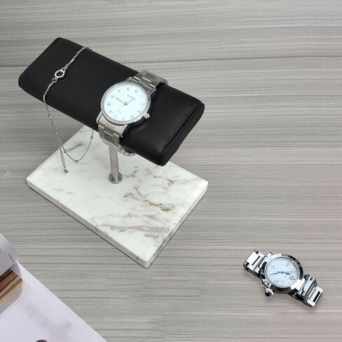 Men's Premium Handcrafted Watch Display Stand,Watch Stand,Watch Organizer,Watch Holder,Bracelet Display Stand,Natural Marble Base with Leather Surface (black) in Saudi Arabia