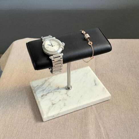 Men's Premium Handcrafted Watch Display Stand,Watch Stand,Watch Organizer,Watch Holder,Bracelet Display Stand,Natural Marble Base with Leather Surface (black) in Saudi Arabia