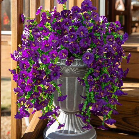 6 Pieces of Hanging Morning Glory Artificial Flowers, Upgraded Uv Resistant Artificial Hanging Flowers, Suitable for Decoration Such As Weddings, Gatherings, Courtyards, Porches, Balconies, Etc in Saudi Arabia