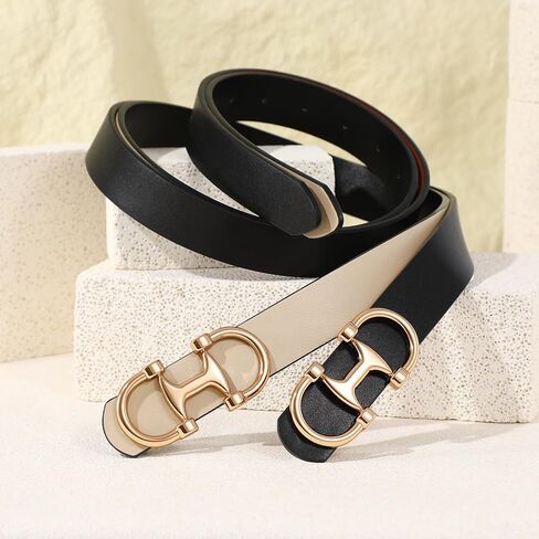 IAKING Women Reversible Leather Belt Two-in-One Ladies Belts with Gold Buckle for Jeans Pants Dresses in Saudi Arabia