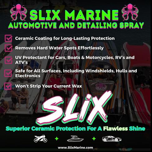 قارب وسيارات SLIX تفاصيل الرش ، طلاء السيراميك للسيارات ، مزيل بقعة المياه للسيارات والقوارب ، غسيل السيارات بدون ماء ، منظف القوارب ، يحمي الانتهاء ، 32 أوقية in Saudi Arabia