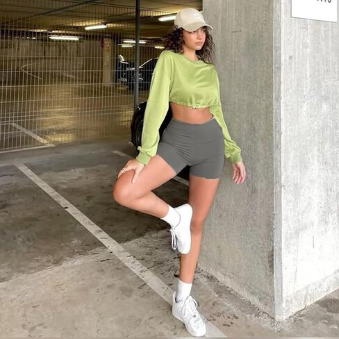 High Waisted Biker Shorts for Women-5" Tummy Control Fitness Athletic Workout Running Yoga Gym Shorts in Saudi Arabia