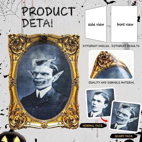 ECGER Halloween Decorations Indoor Scary 3D Changing Face Pictures, Moving Portrait Frame Decor, for Horror Party Ghost Castle Haunted House Home Decoration (4 Pieces) in Saudi Arabia