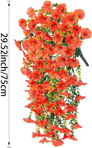 6 Pieces of Hanging Morning Glory Artificial Flowers, Upgraded Uv Resistant Artificial Hanging Flowers, Suitable for Decoration Such As Weddings, Gatherings, Courtyards, Porches, Balconies, Etc in Saudi Arabia