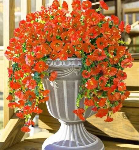 6 Pieces of Hanging Morning Glory Artificial Flowers, Upgraded Uv Resistant Artificial Hanging Flowers, Suitable for Decoration Such As Weddings, Gatherings, Courtyards, Porches, Balconies, Etc in Saudi Arabia