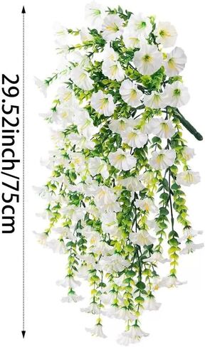 6 Pieces of Hanging Morning Glory Artificial Flowers, Upgraded Uv Resistant Artificial Hanging Flowers, Suitable for Decoration Such As Weddings, Gatherings, Courtyards, Porches, Balconies, Etc in Saudi Arabia