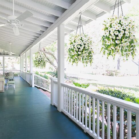 6 Pieces of Hanging Morning Glory Artificial Flowers, Upgraded Uv Resistant Artificial Hanging Flowers, Suitable for Decoration Such As Weddings, Gatherings, Courtyards, Porches, Balconies, Etc in Saudi Arabia