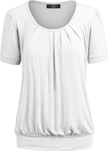 LL Womens Scoop Neck Short Sleeve Front Pleated Tunic - Made in USA in Kuwait