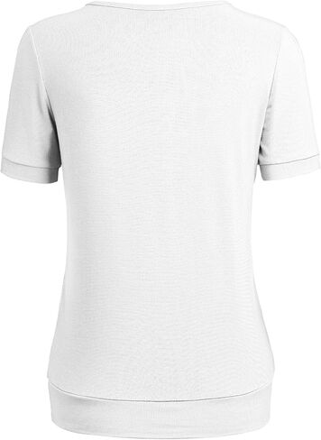 LL Womens Scoop Neck Short Sleeve Front Pleated Tunic - Made in USA in Kuwait