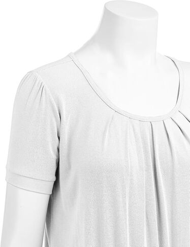 LL Womens Scoop Neck Short Sleeve Front Pleated Tunic - Made in USA in Kuwait