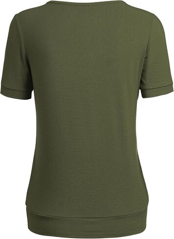 LL Womens Scoop Neck Short Sleeve Front Pleated Tunic - Made in USA in Kuwait
