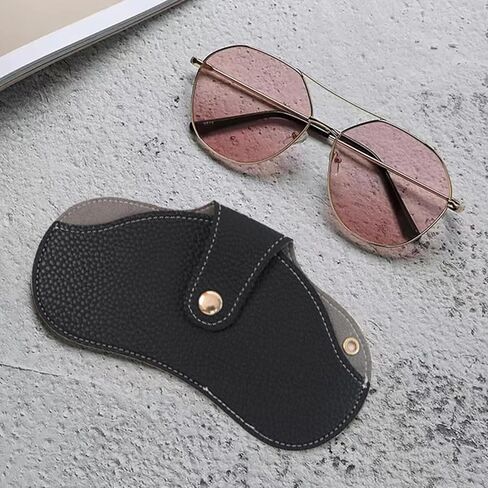 mdgfge 2 Pack Glasses Case Holder Soft Leather Sunglasses Bags, Soft Glasses Case Portable Slim Sunglasses Eyeglasses Leather Bag for Women Men Summer Holiday Travel Daily Use in Saudi Arabia