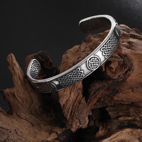 TURTLEDOVE Celtic Knot Cuff Bracelet, Irish Knot Triquetra Open Bangle Bracelet, Stainless Steel Viking Norse Irish Amulet Jewelry in Saudi Arabia