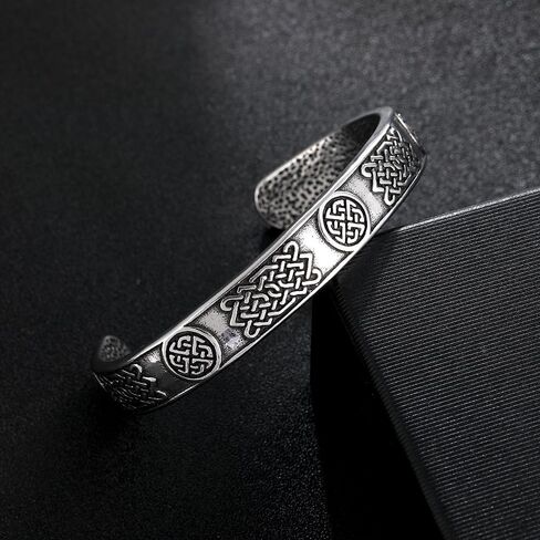 TURTLEDOVE Celtic Knot Cuff Bracelet, Irish Knot Triquetra Open Bangle Bracelet, Stainless Steel Viking Norse Irish Amulet Jewelry in Saudi Arabia