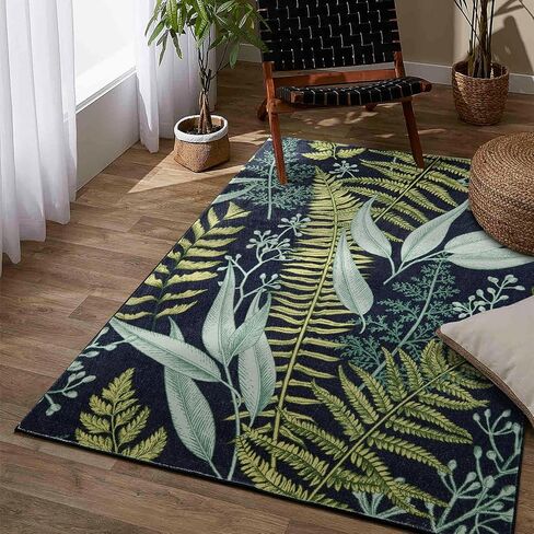 Ultra Thin Vintage Floral Rug 4x6 Washable Non Slip, Cute Cottagecore Boho Botanical Bedroom Rugs, Stain Resistant Moody Black Red Area Rugs Indoor Carpet for Living Room Kitchen Entryway in Saudi Arabia