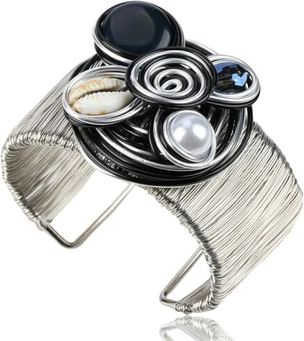 Gold Color Arm Cuff Big Crystal Bracelet for Women Thick Wide Chunky Statement Non Tarnish Wire Wrist Wrap Fashion Bangle in Kuwait