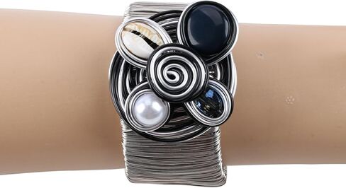 Gold Color Arm Cuff Big Crystal Bracelet for Women Thick Wide Chunky Statement Non Tarnish Wire Wrist Wrap Fashion Bangle in Kuwait