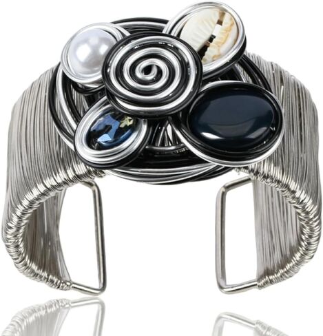 Gold Color Arm Cuff Big Crystal Bracelet for Women Thick Wide Chunky Statement Non Tarnish Wire Wrist Wrap Fashion Bangle in Kuwait