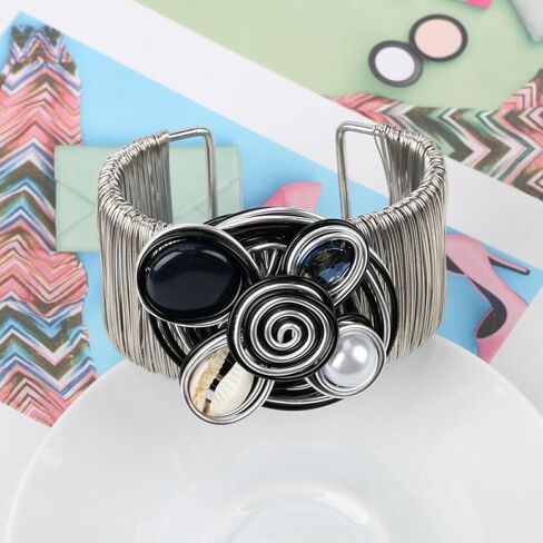 Gold Color Arm Cuff Big Crystal Bracelet for Women Thick Wide Chunky Statement Non Tarnish Wire Wrist Wrap Fashion Bangle in Kuwait