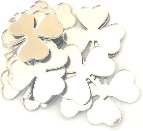 Clover Shaped Crafting Mirrors, Set of 10, Many Colours, Shatterproof Acrylic, Silver Mirror, Pack of 10 x 6cm in Saudi Arabia