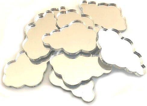 Cloud Shaped Crafting Mirrors, Set of 10, Many Colours, Shatterproof Acrylic, Silver Mirror, Pack of 10 x 9cm in Saudi Arabia