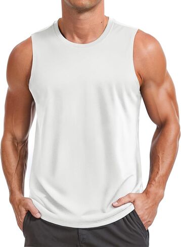 MAGCOMSEN Men's UPF 50+ Sleeveless Shirts Quick Dry UV Protection Muscle Athletic Tank Top for Workout Swim Running Gym in Saudi Arabia
