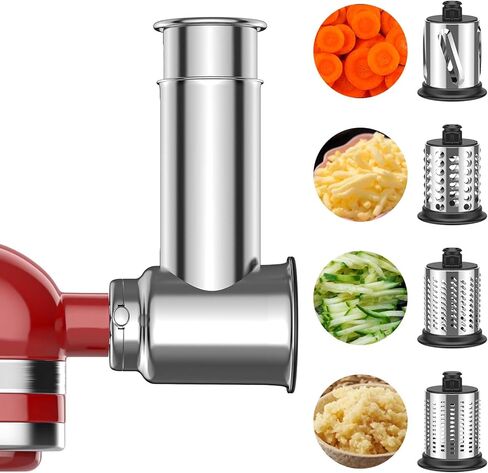 GVODE Slicer Shredder Attachment for Kitchenaid Stand Mixer, Cheese Grater Attachment for Kitchenaid with 5 Blades, Large Feed Chute Salad Maker for Kitchenaid Mixer Accessories in Saudi Arabia
