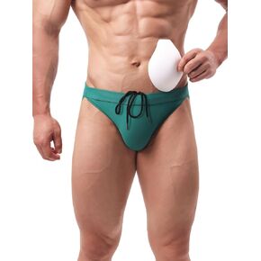 Summer Code Men's Swim Briefs Solid Bikini Padded Swimsuit Low Waist Swimwear with Adjustable Strings in Kuwait