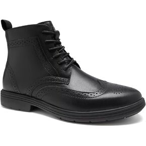 Men's Orthopedic Leather Wingtip Boots: Comfortable Arch Support Plantar Fasciitis Tuxedo Business Dress Oxfords, Flat Feet Orthotics Casual Walking Mid Top Ankle Boots for Foot and Heel Pain Relief in Kuwait