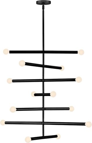 Lark Millie 14 Light Light متعدد الطبقات-Midcentury Modern ، (7) قضبان شموع مزدوجة نهاية الشمعة ، كما هو موضح مع مصابيح G16.5 ، تشمل (1) 6 "و (2) 12" قضبان أسفل-سوداء الانتهاء in Kuwait