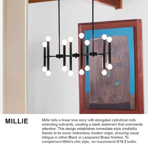 Lark Millie 14 Light Light متعدد الطبقات-Midcentury Modern ، (7) قضبان شموع مزدوجة نهاية الشمعة ، كما هو موضح مع مصابيح G16.5 ، تشمل (1) 6 "و (2) 12" قضبان أسفل-سوداء الانتهاء in Kuwait