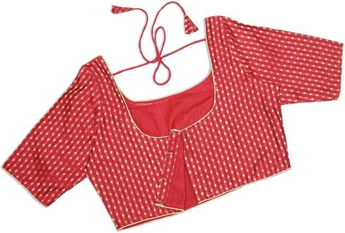 Chandrakala Women's Readymade Saree Blouse Elbow Length Sleeves (B225-P) in Kuwait