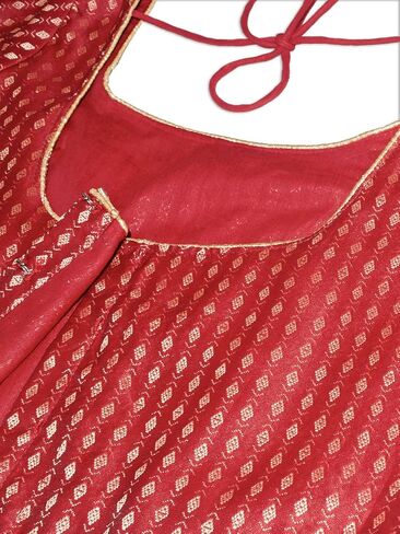 Chandrakala Women's Readymade Saree Blouse Elbow Length Sleeves (B225-P) in Kuwait