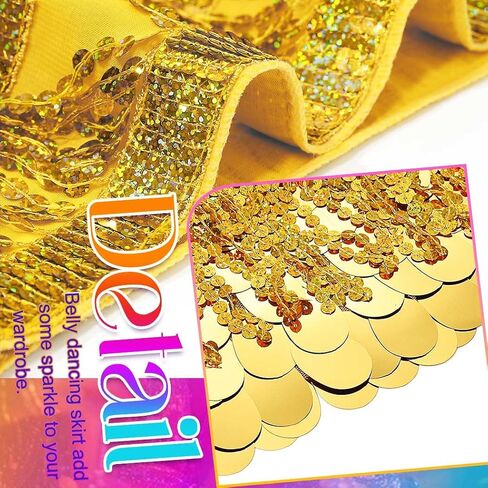 Aukmla Sequin Fringe Skirt Sparkly Belly Dance Mermaid Costume Clorts in Saudi Arabia
