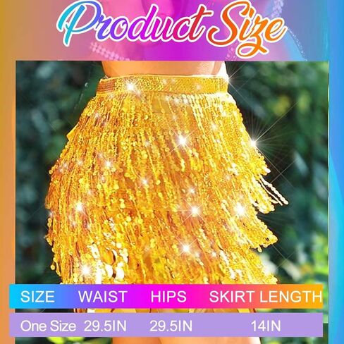 Aukmla Sequin Fringe Skirt Sparkly Belly Dance Mermaid Costume Clorts in Saudi Arabia