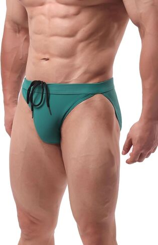 Summer Code Men's Swim Briefs Solid Bikini Padded Swimsuit Low Waist Swimwear with Adjustable Strings in Kuwait