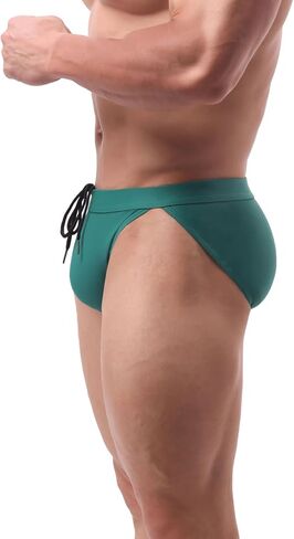Summer Code Men's Swim Briefs Solid Bikini Padded Swimsuit Low Waist Swimwear with Adjustable Strings in Kuwait