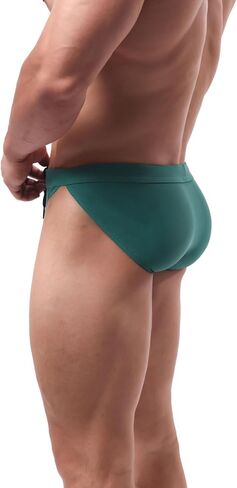 Summer Code Men's Swim Briefs Solid Bikini Padded Swimsuit Low Waist Swimwear with Adjustable Strings in Kuwait