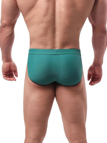 Summer Code Men's Swim Briefs Solid Bikini Padded Swimsuit Low Waist Swimwear with Adjustable Strings in Kuwait