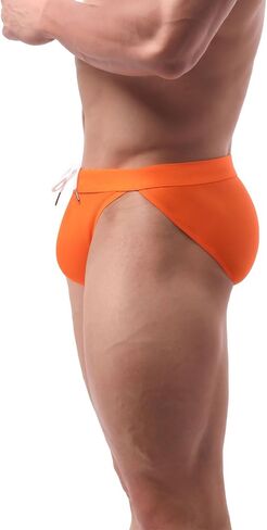 Summer Code Men's Swim Briefs Solid Bikini Padded Swimsuit Low Waist Swimwear with Adjustable Strings in Kuwait
