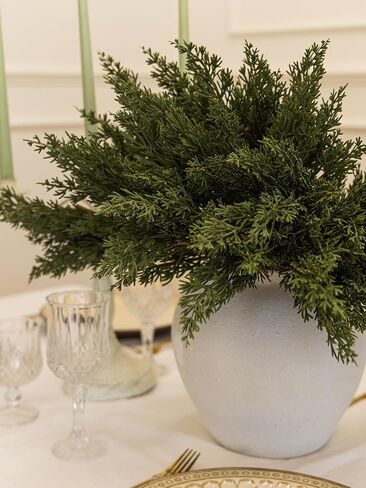 MISSPIN 12 Pcs 19.5 Inches Christmas Cedar Branches, Cedar Artificial Christmas Branches DIY Crafts Faux Christmas Cedar Branches for Xmas Indoor Outdoor Home Decor in Kuwait